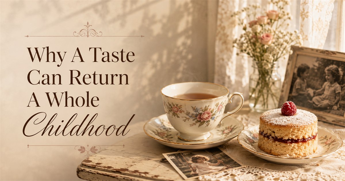 Teacup beside a small cake