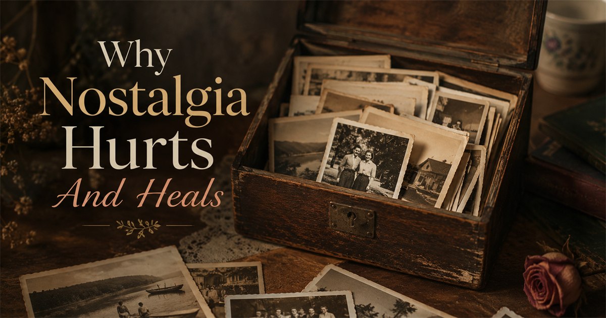 Old photographs in a wooden box